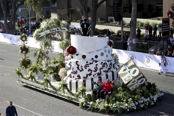 First same sex couple to get married in the Rose Parade on the AIDS Healthcare Foundation float in Pasadena, California